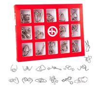 RoseFlower 15Pcs/Set IQ Test Games Brain Teaser Puzzles Metal Wire Puzzles for adults, Magic Trick Toy, Difficulty Mind Puzzle Lock Unlock Party Favor Gifts Mind Games for Kids Adults