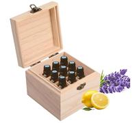 RoseFlower 16 Bottles Durable Wooden Essential Oil Bottle Storage Box for 10 ml, Home Fragrance Carrier Aromatherapy Organizer Nail Polish Carrying Case - Keep Scented Oils Safe & Space Saver