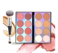 RoseFlower 16 Colors Blush Contour Highlighter Makeup Palette with Brush, Shimmer Matte Mineral Face Blush Powder for Cheek, All in One Face Sculpting Bronzer Blusher Illuminator Concealer Palette