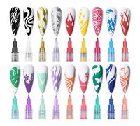 RoseFlower 18 Colors Nail Art Pens Set, 3D Nail Polish Pens Nail Design Tools, Graffiti Dotting Nail Art Drawing Paint Pen Quick Dry Waterproof Nail Art Painting Pens Kit for DIY Nail Art Design - #A