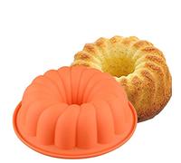 RoseFlower 1Pcs 9.45'' Nonstick Silicone Cake Mold Cake Pan Baking Mold, Leak-Proof Round Fluted Tube Cake Pan for Cake, Silicone Baking Molds for Cakes,Round Baking Pan for Christmas Cake Bread