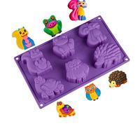 RoseFlower 1Pcs Safari Animal Cake Pan Silicone Baking Mold Wild Zoo Frog Fox Turtle Hedgehog Owl Squirrel Chocolate Candy Jello Soap Crayon Draw Mould Ice Cube Tray Forest Themed Cake Decoration