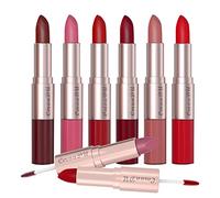 RoseFlower 2 in 1 Lipgloss & Lipstick Set, Matte Lipstick & Gloss Set for Women, Non-stick Long Lasting Lip Gloss Kit, 6 Colors Nude & Red Shades, Makeup Gift Sets for Girls & Women (SET B)