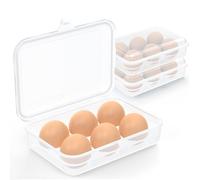RoseFlower 2Pcs Egg Holder Container, Plastic Egg Storage Box Leakproof Shockproof Protection, Portable Egg Tray Carriage Dispenser for Camping Picnic Travel Kitchen Refrigerator Outdoor, Clear