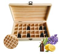 RoseFlower 32 Bottles Durable Wooden Essential Oil Storage Box for 5-15ml, Home Fragrance Carrier Aromatherapy Organizer Nail Polish Carrying Case with Stickers - Keep Scented Oils Safe & Space Saver