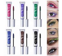 RoseFlower 6 Colors Mascara Set, Natural Waterproof 5D Silk Fiber Lash Mascara, Lengthening Thick Long Lasting Charming Eye Makeup (Blue/Purple/Green/Red/Brown/Black Mascara), 1 g (Pack of 1)