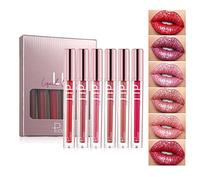 RoseFlower 6 Colors Sparkle Lip Gloss Glitter Liquid Lipstick Set, Diamond Halloween Sparkly Lipstick Shiny Metallic Lipgloss Waterproof Non-Stick Liquid Lipstick Makeup Gift, Red, Pink Series