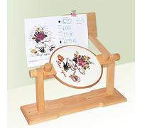 RoseFlower Adjustable Rotated Embroidery Hoop Stand, Cross Stitch Stand Lap, Natural Beech Wood Embroidery Hoop Holder, Easy Operation Hands Free Embroidery Frame Stand for Art Craft Sewing