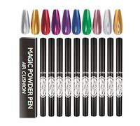 RoseFlower Air Cushion Chrome Nail Cushion Pen - Phantom Aurora Solid Powder with Sponge Head - Holographic Effect, No Fly Powder, 10 Packs