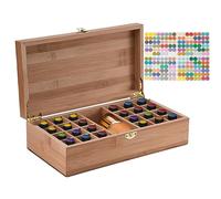 RoseFlower Bamboo Essential Oil Storage Box Home Fragrance Carrier Case, Holds 25 Bottles for 5, 10, 15ml - Aromatherapy Organizer Nail Polish Fragrance Container - Keep Your Oils Safe & Space Saver