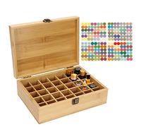 RoseFlower Bamboo Essential Oil Storage Box Home Fragrance Carrier Case, Holds 35 Bottles for 5, 10, 15ml - Aromatherapy Organizer Nail Polish Fragrance Container - Keep Your Oils Safe & Space Saver