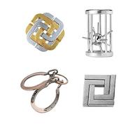 RoseFlower Brain Teaser Metal Puzzle Toy - Mini Alloy Intellectual Unlock Buckle Mind IQ Test Challenge Game - Level 10 Difficulty - Stress Relief/Travel/Educational Toys Gift for Adult Teens Kids