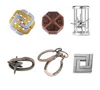 RoseFlower Brain Teaser Metal Puzzle Toy - Mini Intellectual Unlock Buckle Mind IQ Test Challenge Game - Level 10 Difficulty - Stress Relief/Travel/Educational Toys Gift for Adult Teens Kids