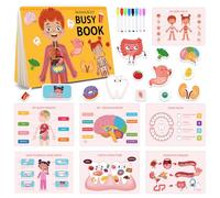 RoseFlower Busy Book for Toddlers, Montessori Busy Board Toys for Toddlers Ages 3 and Up, Preschool Learning Activities Educational Sensory Toy for Life Skills, Cognition and Sorting - Human Body