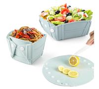RoseFlower Collapsible Bowl, Portable Customizable Shapes Silicone Collapsible Bowls for Camping, Foldable into a Bowl, Plate, or Cup, Space Saving Camping Essentials for Camping, RVs (Blue)