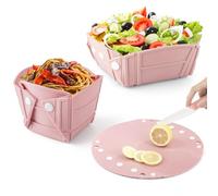 RoseFlower Collapsible Bowl, Portable Customizable Shapes Silicone Collapsible Bowls for Camping, Foldable into a Bowl, Plate, or Cup, Space Saving Camping Essentials for Camping, RVs (Pink)