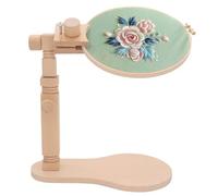 RoseFlower Embroidery Stand, Adjustable High 42CM Embroidery Hoop Stand, Rotated Cross Stitch Stand Lap, Natural Beech Wood Embroidery Hoop Holder, Vertical Table Stand Hands Free Embroidery Stand