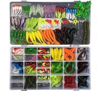 RoseFlower Fishing Lures Set Mixed Universal Artificial Topwater Fish Lure Soft Baits Kit Including Spinning Lure, Plastic Worm, hooks, Swivels and Storage Box - Freshwater Saltwater Fishing Equipment