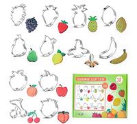 RoseFlower Fruit Cookie Cutters Set, 12 Style Cookie Cutter Set for Homemade Biscuits, Stainless Steel Cookie Food Cutter Molds for Birthday DIY Christmas Valentine's Day Halloween