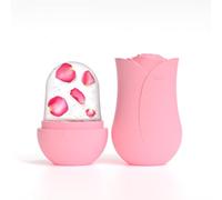 RoseFlower Ice Roller, Ice Face Roller, Small Cube Ice Roller for Face and Eyes,Facial Massager Skin Care Tools, Mini Capsule Reusable Facial Treatment to Tighten,Tone Skin, Shrink Pores-Pinke Rose