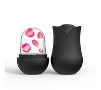 RoseFlower Ice Roller, Ice Face Roller, Small Cube Ice Roller for Face and Eyes,Facial Massager Skin Care Tools, Mini Capsule Reusable Facial Treatment to Tighten,Tone Skin, Shrink Pores-Pink Rose