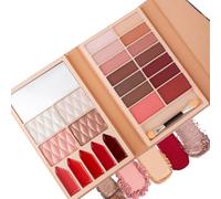 RoseFlower Makeup Palette Set - Girls' Makeup, including lipstick, blush, eyebrow powder, eyeshadow, brush, mirror - All-in-one mini travel makeup set, suitable for makeup beginners