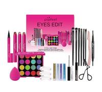 RoseFlower Makeup Set, Essential Make Up Starter Set for Girls Women with Matte Glitter Eyeshadow Palette, Make-up Brush Set, Cream Shadow Stick, Mascara, Glitter, Makeup Gift Box