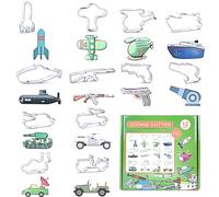 RoseFlower Military Theme Cookie Cutters Set, 12 Style Cookie Cutter Set for Homemade Biscuits, Stainless Steel Cookie Food Cutter Molds for Birthday DIY Christmas Valentine's Day Halloween