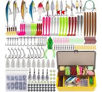 RoseFlower Mixed Artificial Topwater Fish Lure Set - Soft Baits Kit Including Spinning Lure, Plastic Worm, hooks, Swivels and Storage Box - Freshwater and Saltwater Fishing Equipment
