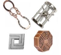 RoseFlower Set of 4 Metal Brain Teaser and Puzzle Set, IQ Mind Test Toys, Chinese Brain Teasers Buckle Metal Smart Educational High Level Test Cognitive Toy Gift