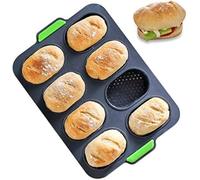 RoseFlower Silicone Bread Tin for Baking, Non-Stick Loaf Tin Silicone Baguette Baking Tray with Handle for Baking Loaves, French Breads, Breadstick, Bread Rolls (8 Grid, Grey)
