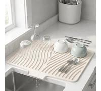 RoseFlower Silicone Draining Mat, Heatproof & Non-Slip Draining Board Mats for Kitchen Counter, Large Opening Fast-Drying Drain Pad for Placemats, Drip Tray, Sink, Dish Rack, 15.75 * 13inch(White)