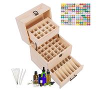 RoseFlower Three-Layer Wooden Essential Oil Storage Box Travel Display Case, Holds 59 Bottles for 5-15ml - Aromatherapy Organizer Nail Polish Fragrance Container - Keep Your Oils Safe & Space Saver