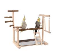 RoseFlower Wooden Bird Playground Parrot Playstand, Bird Perches Stand for Conure, Parakeets, Budgie, Cockatiels, Lovebirds, Bird Cage Accessories with Swing, Bird Ladder, Feeder Cups, Tray #4