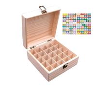 RoseFlower Wooden Essential Oil Storage Box Home Fragrance Carrier Case, Holds 25 Bottles for 5, 10, 15ml - Aromatherapy Organizer Nail Polish Fragrance Container - Keep Your Oils Safe & Space Saver
