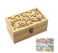 RoseFlower Wooden Essential Oil Storage Box Travel Case with Bottle Cap Label, Holds 24 Bottle for 5-15ml - Aromatherapy Organizer Nail Polish Fragrance Container - Keep Scented Oil Safe & Space Saver