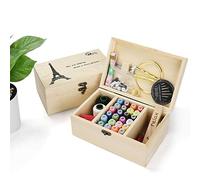 RoseFlower Wooden Sewing Basket with Sewing Kit Accessories, Sewing Box, Basic Sewing Kit, Sewing Accessories and Accessories, Sewing Repair Kits, Hand Sewing Kit with Needle, Pin Cushion, Button for