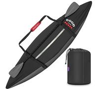 Rosefray 600D Waterproof Kayak Cover ,Comfortable Shoulder Strap, Heavy Duty Marine Canoe Cover with Paddle Holder, UV Resistant, Dustproof Fishing Boat Cover for Outdoor Storage-Gray,S (9.3-10.5ft)