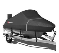 Rosefray 900D Boat Cover, Heavy Duty Waterproof Bass Boat Covers with Motor Cover Fits V-Hull/Tri-Hull/Fish/Ski/Runabout Boat,Fade-Proof Trailerable Boat Cover Fit 14'-16' L 68" Width Black