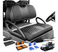 Rosefray Golf Cart Seat Covers Fit for Club Car Precedent Front Seat Cushion, Backrest Leather Diamond Seat Covers-Black
