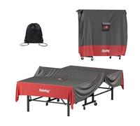 Rosefray Ping Pong Table Cover,420D Waterproof Heavy Duty Table Tennis Table Covers Fits 9 x 5 FT Both Folding & Flat Tables for Indoor Outdoor Use with Paddles Storage Bag Blk/Red