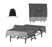 Rosefray Ping Pong Table Cover,420D Waterproof Heavy Duty Table Tennis Table Covers Fits 9 x 5 FT Both Folding & Flat Tables for Indoor Outdoor Use with Paddles Storage Bag Blk/Gry
