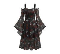 Rosegal Plus Size Women Renaissance Witch Costumes Dress, Black_2, 3X