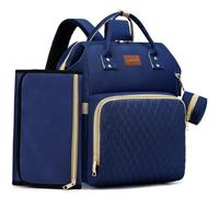 ROSEGIN Baby Changing Bag Backpack, Large Waterproof Nappy Baby Bag for Mum & Dad - Multifunction Diaper Bag with Changing Mat, Buggy Clips & Dummy Holder, Blue