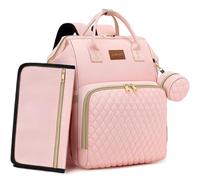 ROSEGIN Baby Changing Bag Backpack, Large Waterproof Nappy Baby Bag for Mum & Dad - Multifunction Diaper Bag with Changing Mat, Buggy Clips & Dummy Holder, Pink