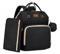 ROSEGIN Baby Changing Bag Backpack, Large Waterproof Nappy Baby Bag for Mum & Dad - Multifunction Diaper Bag with Changing Mat, Buggy Clips & Dummy Holder, Black