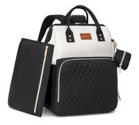 ROSEGIN Baby Diaper Bag Backpack with Changing Pad, Pacifier Case, for Boy Girl Toddler - Large, Stylish, Waterproof Travel Quilted Diaper Bag for Mom - Black/White