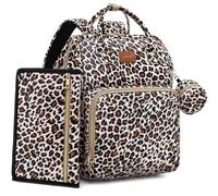 ROSEGIN Diaper Bag Backpack with Changing Pad, Pacifier Case, Baby Bag for Boy Girl Toddler - Large, Stylish, Waterproof Travel Quilted Diaper Bag for Mom - Baby Shower - Cheetah