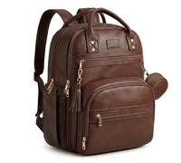 ROSEGIN Premium Vegan Leather Diaper Bag Backpack with Waterproof Changing Pad, Reinforced Zippers & Odor-Free,20 Pockets Pro Organizer, Fits 15.6" Laptop, Stroller Straps, Baby Bag for Mom,Dark Brown