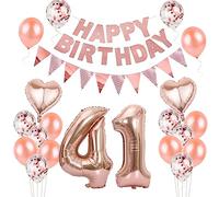 Rosegold Balloons 41 Years Women Decoration, Foil Balloons 41 Years Deco Birthday RoseGold Balloons 41 Years Birthday Decoration Girl Birthday Decoration 41.deco Birthday Women